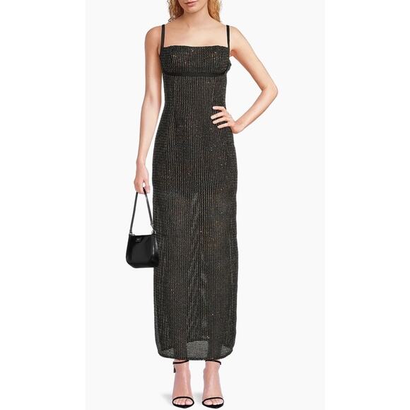 Liv Foster Black Sequined Bouclé Sleeveless Gown - Picture 5 of 15